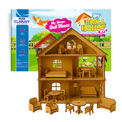 DIY Doll House Kit for Kids | Wooden Dollhouse Building & Painting Set | 3-Storey Wooden House with Furniture | Creative Build Paint & Play Toy for Girls & Boys