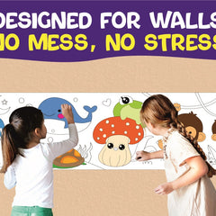 Doodle Art Roll for Kids 84 Inch Reusable Colouring Paper Roll | Washable Drawing & Painting Activity Mat with 6 Water Colour Pens, 12 Crayons, Wipe Cloth & Stickers
