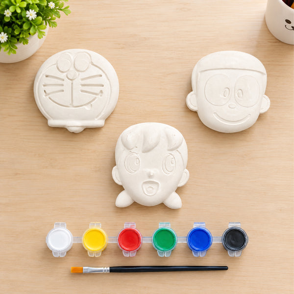 Todfod DIY Plaster Painting Kit for Kids – 3 Cartoon Designs with 6 Colours and Paint Brush, Creative Art and Craft Activity Set