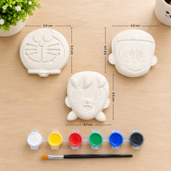 Todfod DIY Plaster Painting Kit for Kids – 3 Cartoon Designs with 6 Colours and Paint Brush, Creative Art and Craft Activity Set