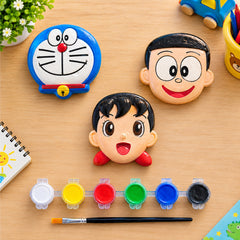 Todfod DIY Plaster Painting Kit for Kids – 3 Cartoon Designs with 6 Colours and Paint Brush, Creative Art and Craft Activity Set