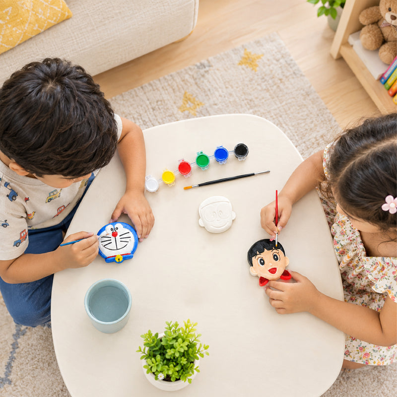 Todfod DIY Plaster Painting Kit for Kids – 3 Cartoon Designs with 6 Colours and Paint Brush, Creative Art and Craft Activity Set