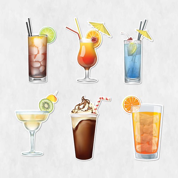 TodFod Drinks Fridge Magnet Set of 6 | 3 Inch Colorful Cartoon Beverage MDF Wood Magnets for Home & Kitchen Decor - Todfod