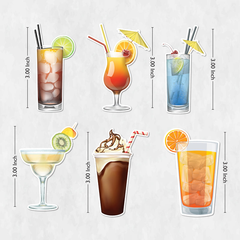 TodFod Drinks Fridge Magnet Set of 6 | 3 Inch Colorful Cartoon Beverage MDF Wood Magnets for Home & Kitchen Decor - Todfod