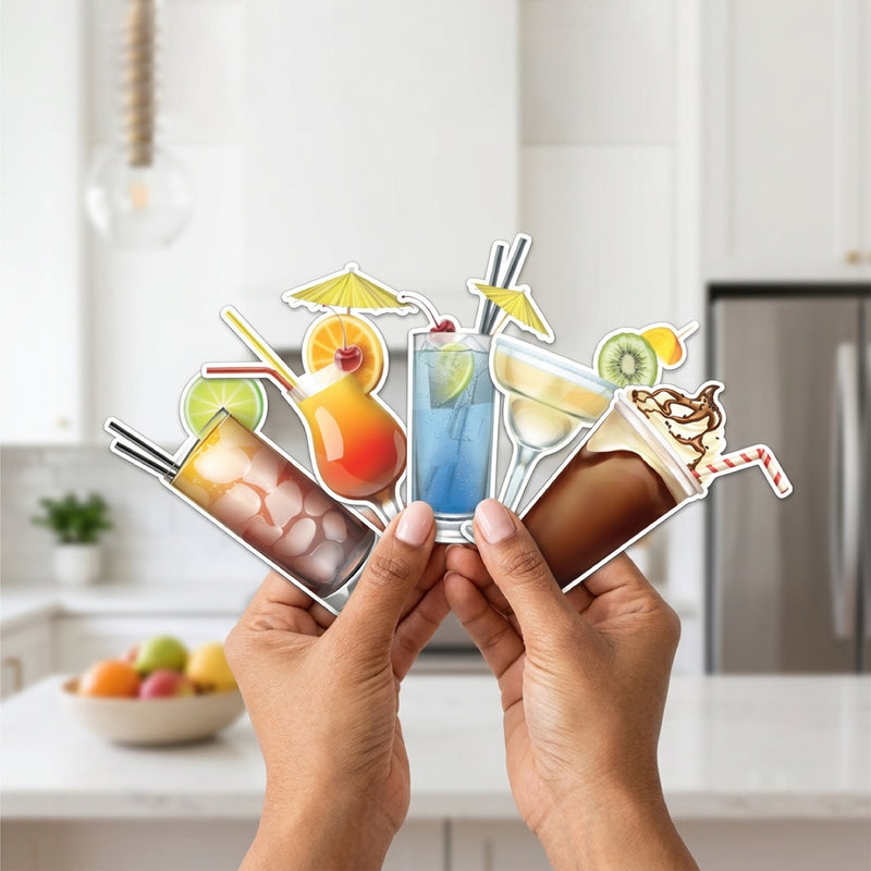 TodFod Drinks Fridge Magnet Set of 6 | 3 Inch Colorful Cartoon Beverage MDF Wood Magnets for Home & Kitchen Decor - Todfod