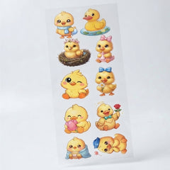 TodFod Cute Duck DTF Heat Transfer Sticker Sheet | Adorable Duck Cartoon Iron-On Transfers for T-Shirts, Clothes, Bags & Fabric DIY Crafts | 11 x 4 Inch