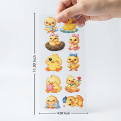 TodFod Cute Duck DTF Heat Transfer Sticker Sheet | Adorable Duck Cartoon Iron-On Transfers for T-Shirts, Clothes, Bags & Fabric DIY Crafts | 11 x 4 Inch