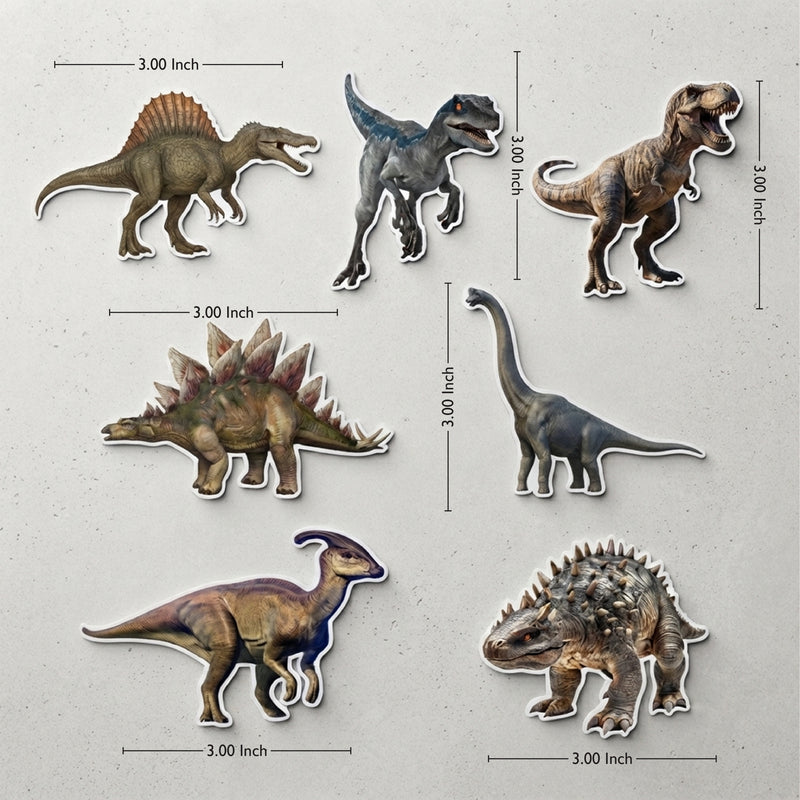 Todfod Dinosaur Fridge Magnet Set of 7 | Realistic Dinosaur Decorative Refrigerator Magnets for Kids | Strong Wooden Magnets for Kitchen, Home, Office & School