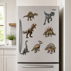 Todfod Dinosaur Fridge Magnet Set of 7 | Realistic Dinosaur Decorative Refrigerator Magnets for Kids | Strong Wooden Magnets for Kitchen, Home, Office & School