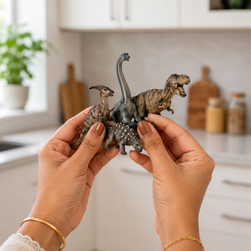 Todfod Dinosaur Fridge Magnet Set of 7 | Realistic Dinosaur Decorative Refrigerator Magnets for Kids | Strong Wooden Magnets for Kitchen, Home, Office & School