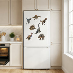 Todfod Dinosaur Fridge Magnet Set of 7 | Realistic Dinosaur Decorative Refrigerator Magnets for Kids | Strong Wooden Magnets for Kitchen, Home, Office & School