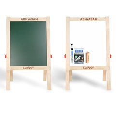 Wooden Easel Board for Kids | 2-in-1 Double-Sided Blackboard & Whiteboard | Drawing, Writing & Learning Board with Chalk, Marker & Duster | Portable Kids Study Board