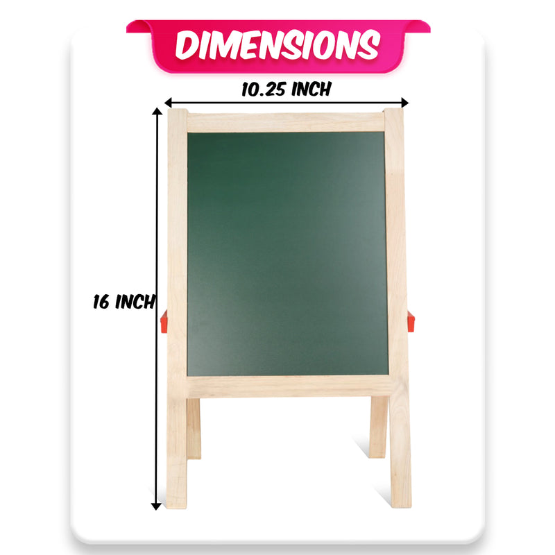 Wooden Easel Board for Kids | 2-in-1 Double-Sided Blackboard & Whiteboard | Drawing, Writing & Learning Board with Chalk, Marker & Duster | Portable Kids Study Board