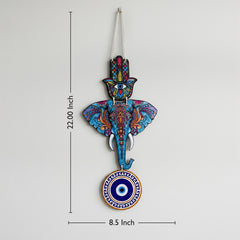 Todfod Evil Eye Wall Hanging – Blue Elephant & Hamsa Hand Boho Decor for Home