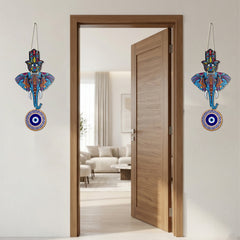 Todfod Evil Eye Wall Hanging – Blue Elephant & Hamsa Hand Boho Decor for Home