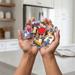 TodFod Exercise Fridge Magnet Set of 6 | 3 Inch Cartoon Fitness & Gym Workout MDF Wood Magnets for Home & Office Decor