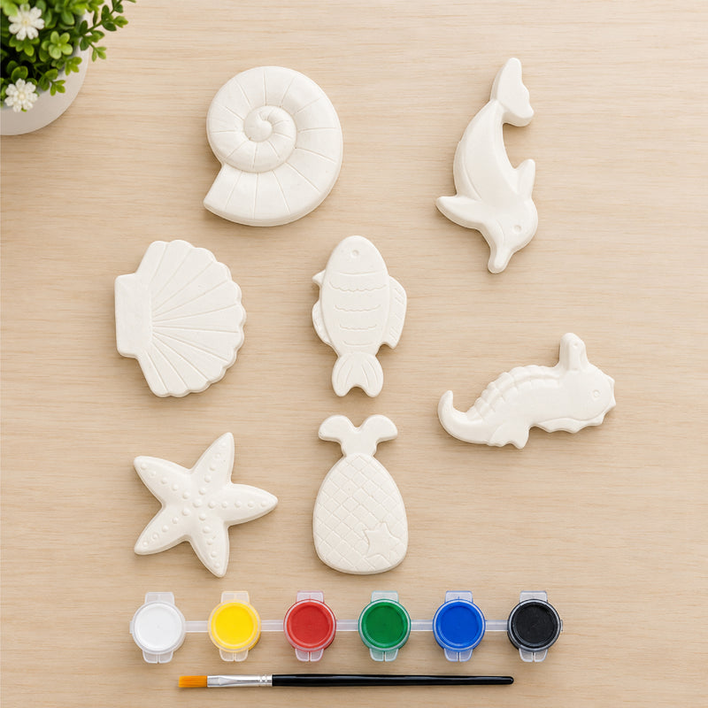 Todfod POP Plaster DIY Painting Kit | sea life shapes, vibrant paints, and a paintbrush for a fun and creative art and craft activity for kids.