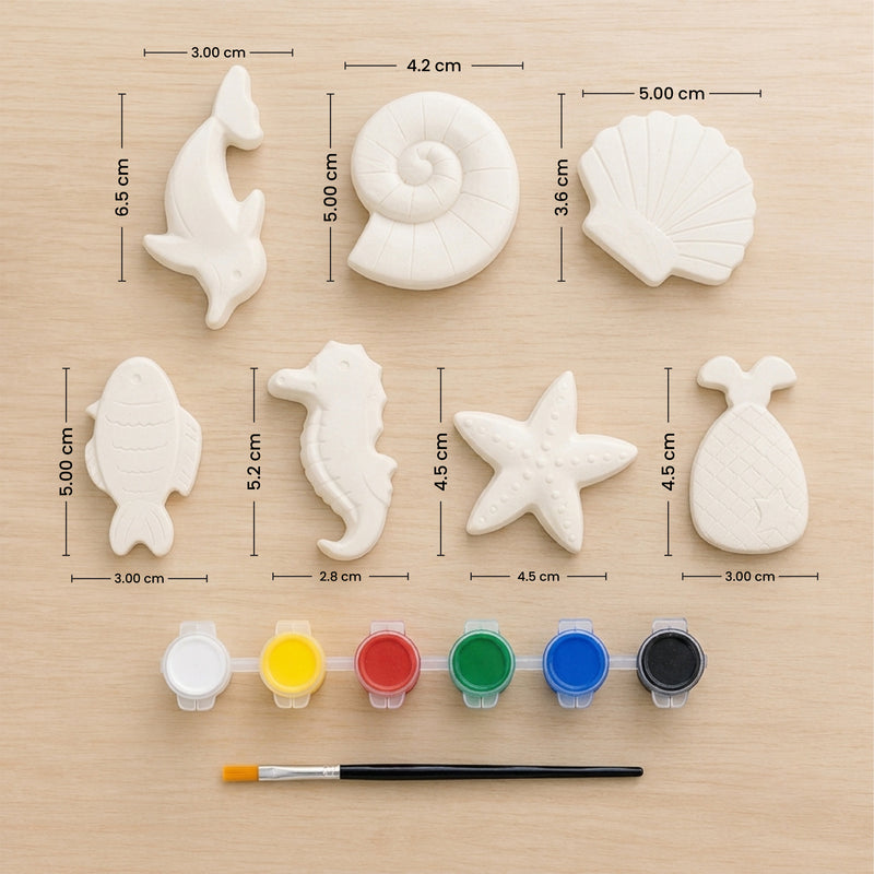 Todfod POP Plaster DIY Painting Kit | sea life shapes, vibrant paints, and a paintbrush for a fun and creative art and craft activity for kids.