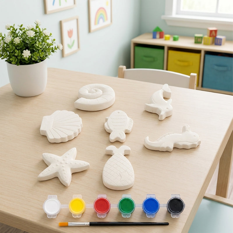 Todfod POP Plaster DIY Painting Kit | sea life shapes, vibrant paints, and a paintbrush for a fun and creative art and craft activity for kids.