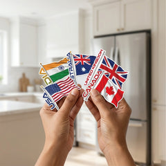 TodFod Flags Fridge Magnet Set of 6 | 3 Inch World Country Flags MDF Wood Magnets for Kids & Home Decor