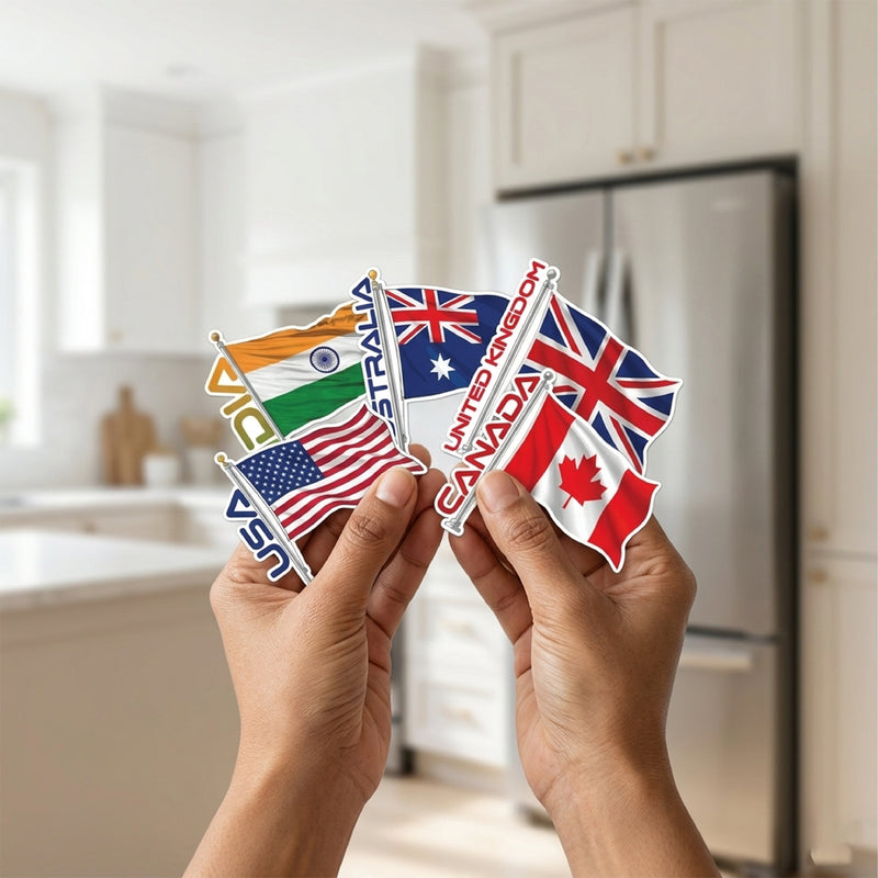 TodFod Flags Fridge Magnet Set of 6 | 3 Inch World Country Flags MDF Wood Magnets for Kids & Home Decor