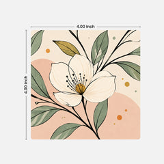 Todfod Floral Breeze Wooden MDF Coasters Set of 6 | 4 x 4 Inch Floral Printed Tea and Coffee Cup Coasters for Home and Office