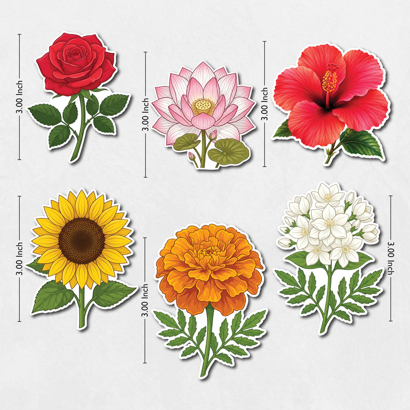 Todfod Flowers Fridge Magnet Set of 6 – Colorful Cartoon Floral MDF Wood Magnets for Home & Kitchen Decor