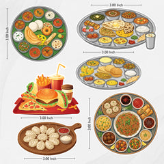 TodFod Food Theme Fridge Magnet Set of 6 | 3 Inch Cartoon Global Cuisine & Fast Food MDF Wood Magnets for Kitchen Decor