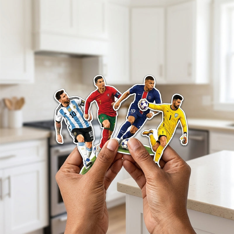 TodFod Football Players Fridge Magnet Set of 11 | 3 Inch Famous Soccer Superstars in Club & National Jersey MDF Wood Magnets