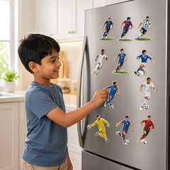 TodFod Football Players Fridge Magnet Set of 11 | 3 Inch Famous Soccer Superstars in Club & National Jersey MDF Wood Magnets