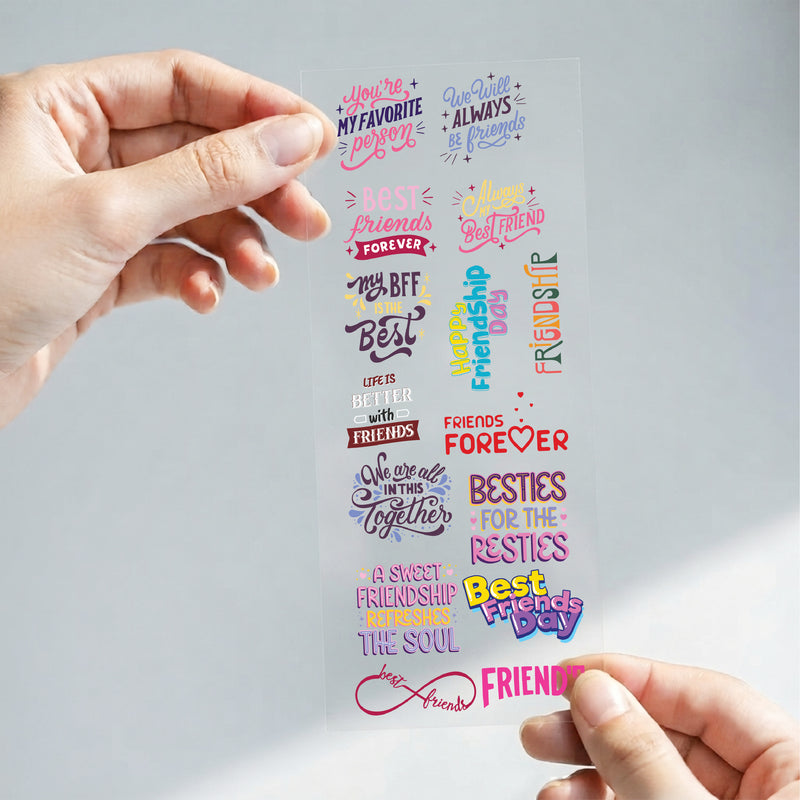 Todfod Friendship Quotes DTF Transfer Sticker Sheet | 4x11 Inch Premium Heat Transfer Film for T-Shirts, Hoodies, Bags & DIY Fabric Printing