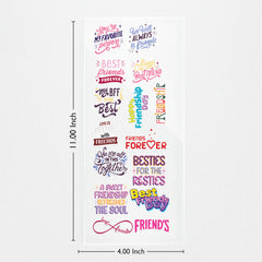 Todfod Friendship Quotes DTF Transfer Sticker Sheet | 4x11 Inch Premium Heat Transfer Film for T-Shirts, Hoodies, Bags & DIY Fabric Printing