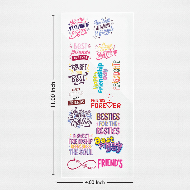 Todfod Friendship Quotes DTF Transfer Sticker Sheet | 4x11 Inch Premium Heat Transfer Film for T-Shirts, Hoodies, Bags & DIY Fabric Printing