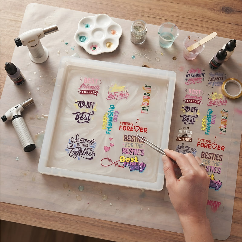Todfod Friendship Quotes DTF Transfer Sticker Sheet | 4x11 Inch Premium Heat Transfer Film for T-Shirts, Hoodies, Bags & DIY Fabric Printing