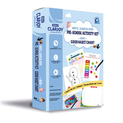 Pre-School Activity Kit for Kids 3+ Years | Write Learn & Wipe Tracing Board, Reusable Activity Cards, 12 Color Sketch Pens, Marker & Good Habit Chart