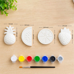 Todfod POP Plaster DIY Painting Kit for Kids | Fruit Shape Plaster Figures with Paints and Brush | Creative Art and Craft Activity