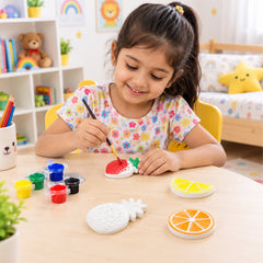 Todfod POP Plaster DIY Painting Kit for Kids | Fruit Shape Plaster Figures with Paints and Brush | Creative Art and Craft Activity