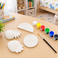 Todfod POP Plaster DIY Painting Kit for Kids | Fruit Shape Plaster Figures with Paints and Brush | Creative Art and Craft Activity