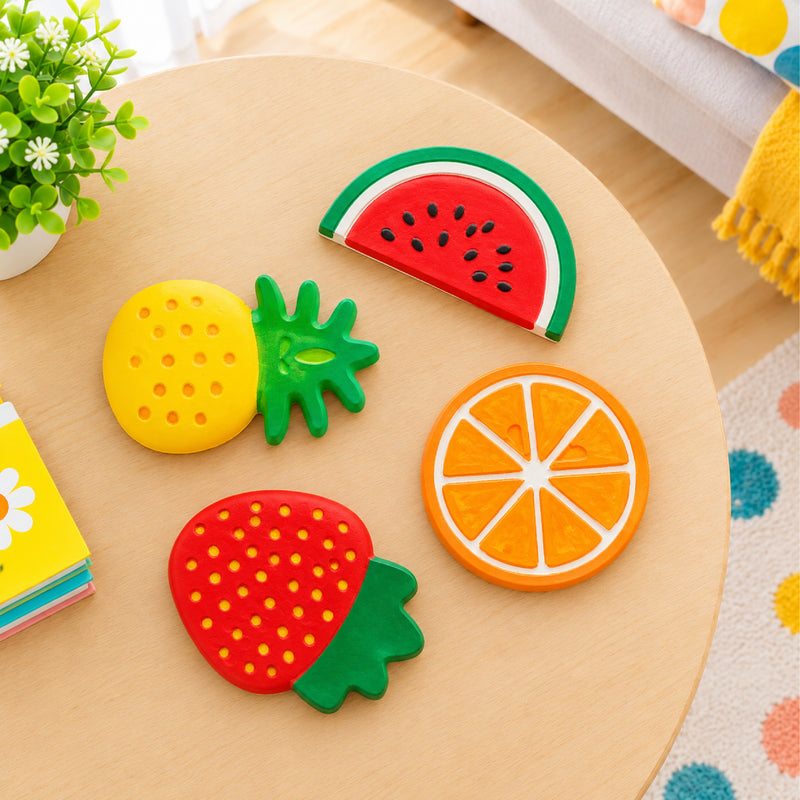 Todfod POP Plaster DIY Painting Kit for Kids | Fruit Shape Plaster Figures with Paints and Brush | Creative Art and Craft Activity