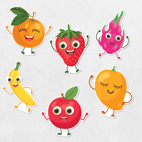 TodFod Fruits Fridge Magnet Set of 6 | 3 Inch Cute Cartoon Personified Fruits MDF Wood Magnets for Kids & Kitchen Decor