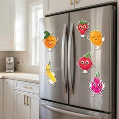TodFod Fruits Fridge Magnet Set of 6 | 3 Inch Cute Cartoon Personified Fruits MDF Wood Magnets for Kids & Kitchen Decor