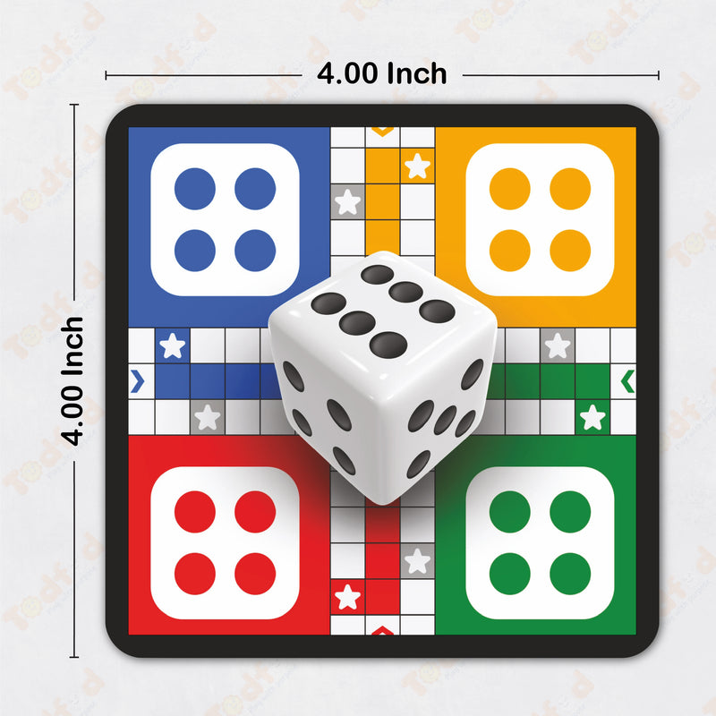 Todfod Game Theme MDF Wooden Tea Coffee Coasters Set of 6 | 4x4 Inch Reusable Table Drink Coasters with Board Game Prints | Heat Resistant Cup Mats for Home Office Desk Decor & Gifts
