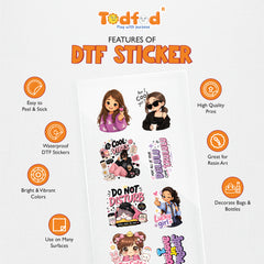TodFod Gen Z DTF Heat Transfer Sticker Sheet | Trendy Girl & Gen Z Quote Iron-On Transfers for T-Shirts, Hoodies, Bags & Fabric DIY Crafts | 11 x 4 Inch