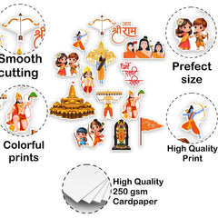 Set of stickers with various designs on a white background, featuring text about quality and features.