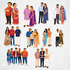 TodFod Gokuldham Society Members Fridge Magnet Set of 6 | 3 Inch TMKOC Cartoon Family Characters MDF Wood Magnets