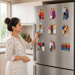 TodFod Gokuldham Society Members Fridge Magnet Set of 6 | 3 Inch TMKOC Cartoon Family Characters MDF Wood Magnets