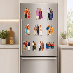 TodFod Gokuldham Society Members Fridge Magnet Set of 6 | 3 Inch TMKOC Cartoon Family Characters MDF Wood Magnets