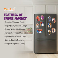 TodFod Gokuldham Society Members Fridge Magnet Set of 6 | 3 Inch TMKOC Cartoon Family Characters MDF Wood Magnets