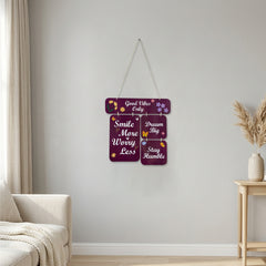 Smaran Good Vibes Only Wooden Wall Hanging Decor | Purple Motivational Quote Plaque | 12.5x22 Inch Rustic Sign for Living Room Bedroom Office & Gift