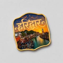 Todfod Haridwar Fridge Magnet | Wooden Har Ki Pauri Ganga Ghat Souvenir Refrigerator Magnet | Uttarakhand Spiritual Travel Decorative Magnet for Kitchen, Home & Office | 3 Inch